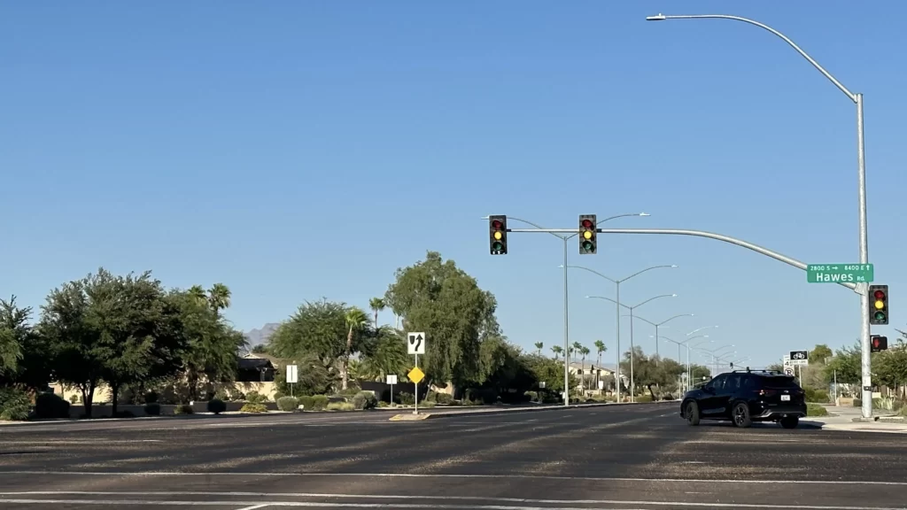 Road and traffic lights