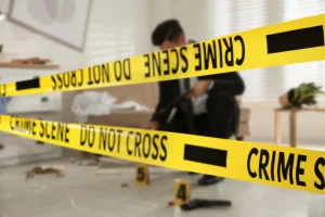 yellow tapes blocking way to crime scene investigation